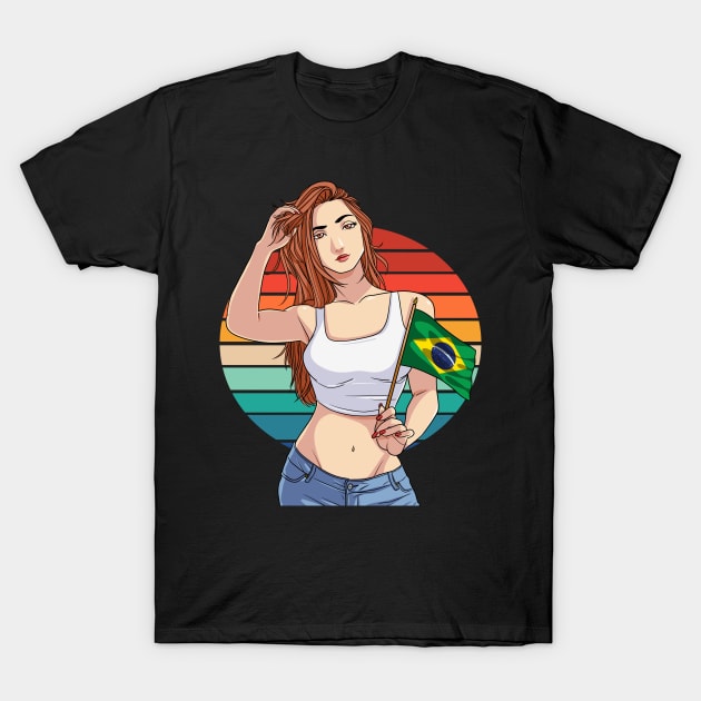 Brazilian Girl Brazil Flag Brasileira Pride Vintage T-Shirt by Noseking